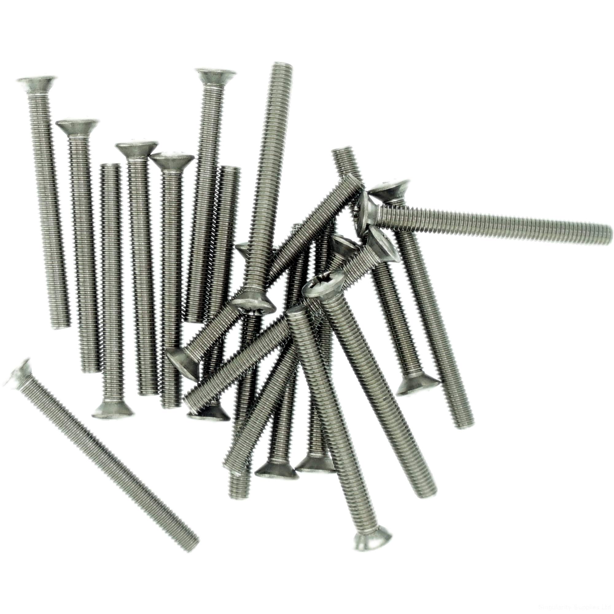 M2 (2mm x 20mm) Pozi Raised Countersunk Machine Screw (Bolt) - Stainless Steel (A2) (Pack of 20)