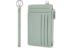 BOSTANTEN Small Wallet For Women RFID Leather Credit Card Holder Slim Wristlet Keychain Wallet With Zipper Pocket Light Green