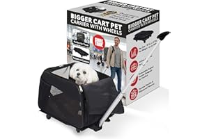 dbest products Smart Cart Pet Carrier with Wheels, Airline Approved Dog and Cat Carrier with Telescoping Handle, 21x12x12in, 24 lb Capacity, Black