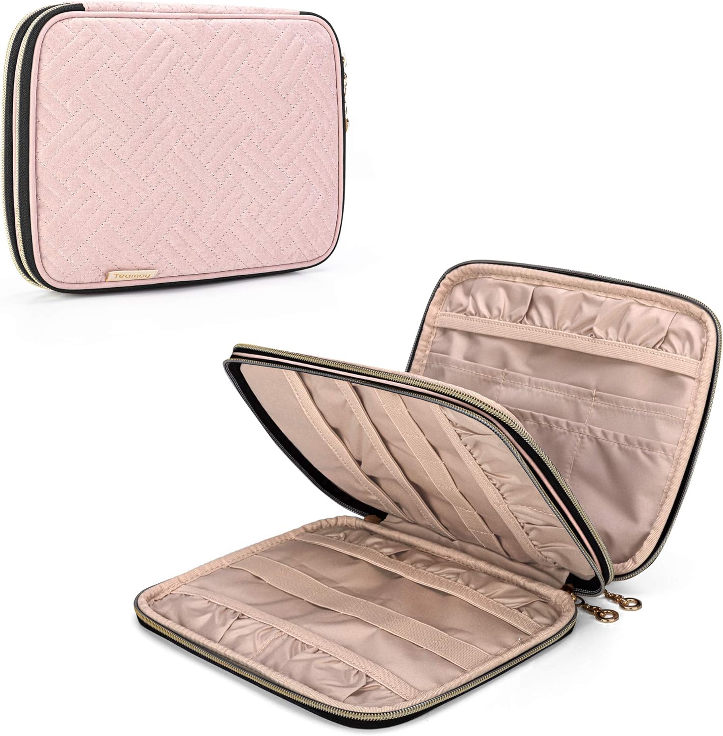 Teamoy Häkelnadeln Tasche, Stricknadeln Aufbewahrungstasche für Häkelsets, Stricken Reisetasche für Häkel Nadelsets und Stricken Zubehör, Rosa