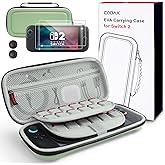 CoBak Large Capacity Carrying Case for Nintendo Switch 2 (2025) - 3 in 1 Accessories Bundle with 2 Screen Protectors, Thumb Grip Caps, 24 Game Cartridges, Hard Shell Portable Travel Pouch, Matcha