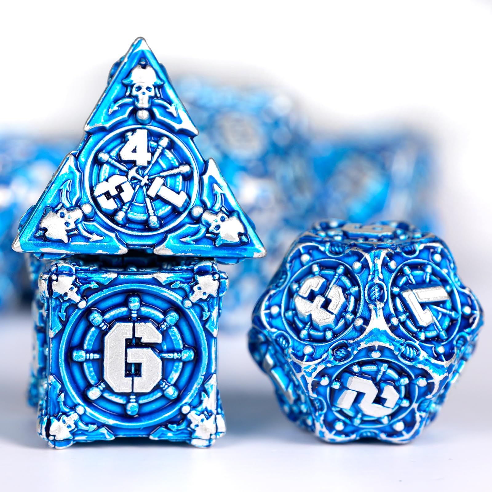 HKDZ Metal Dnd Dice 7Pcs Set, Polyhedral Rpg D&d For Role Playing Table Game Dungeons And Dragons Dice Mtg Pathfinder D&d Dice Set colorful — image 1