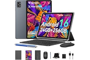 Tablet, 2026 Android 16 Tablets with 24GB+256GB ROM /2TB TF, Tablet with Keyboard Mouse Pen, Widevine L1/T606 Octa-Core/8MP A