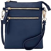Solene Small Crossbody Bag for Women, Multi Zip Pockets with Detachable Wristlet, Lightweight Travel Purse, Cell Phone Pouch