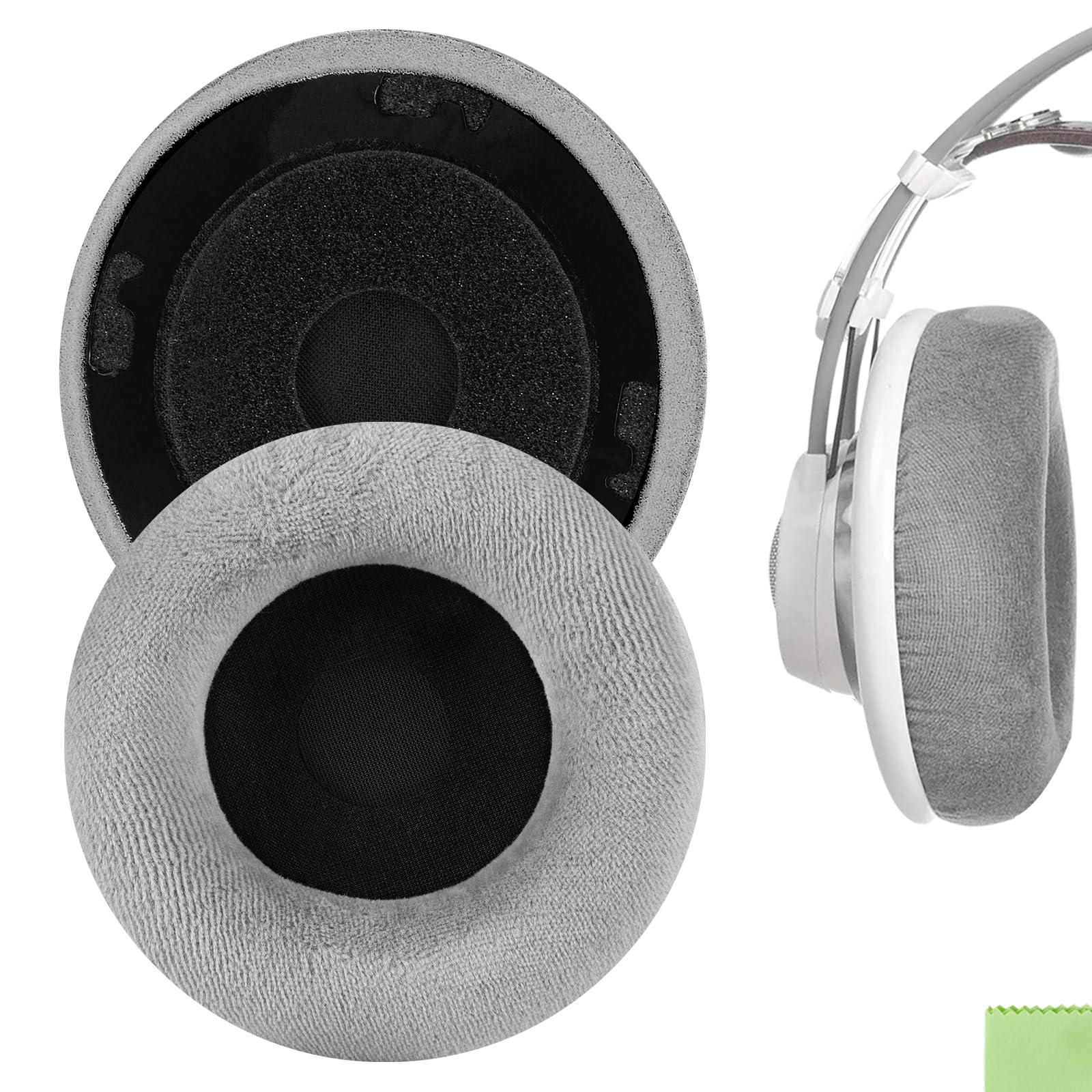 Geekria Comfort Velour Replacement Ear Pads for AKG K701, K702, Q701, Q702, K601, K612, K712 Headphones Ear Cushions, Repair Parts with Video Guide (Grey)