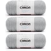 Caron Simply Soft Yarn for Crocheting &amp; Knitting, Feathered Gray, 3-Pack | #4 Worsted Medium, Soft 100% Acrylic Yarn for Crochet, Knitting, Blankets and Crafts, 315 Yards, 170.1g/6oz per skein