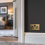 BG Electrical Evolve Satin Brass Double Switched Socket 13A PCDSB22B view 6