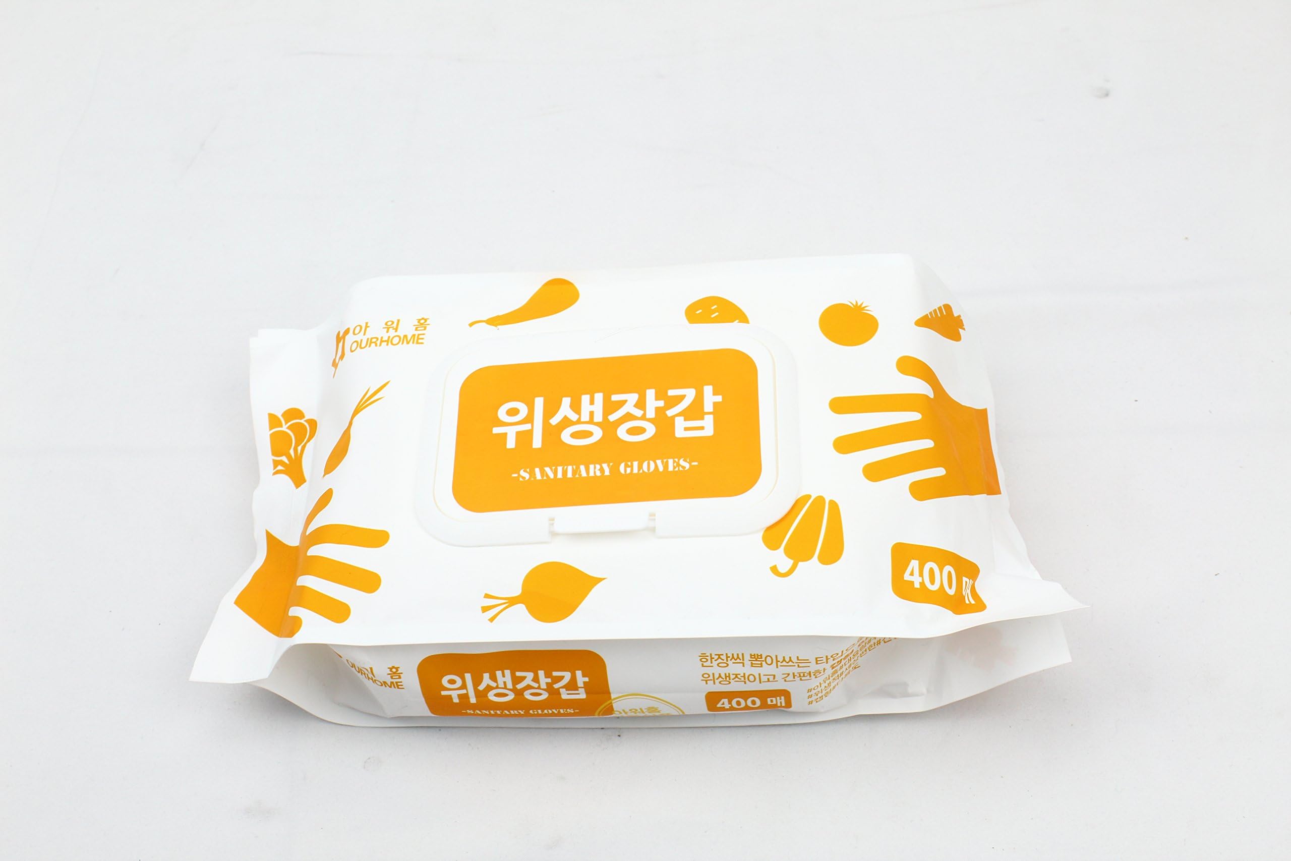 Ourhome Food-Grade Disposable Poly PE Gloves (400 Count),, Latex Free, BPA Free Made in Korea