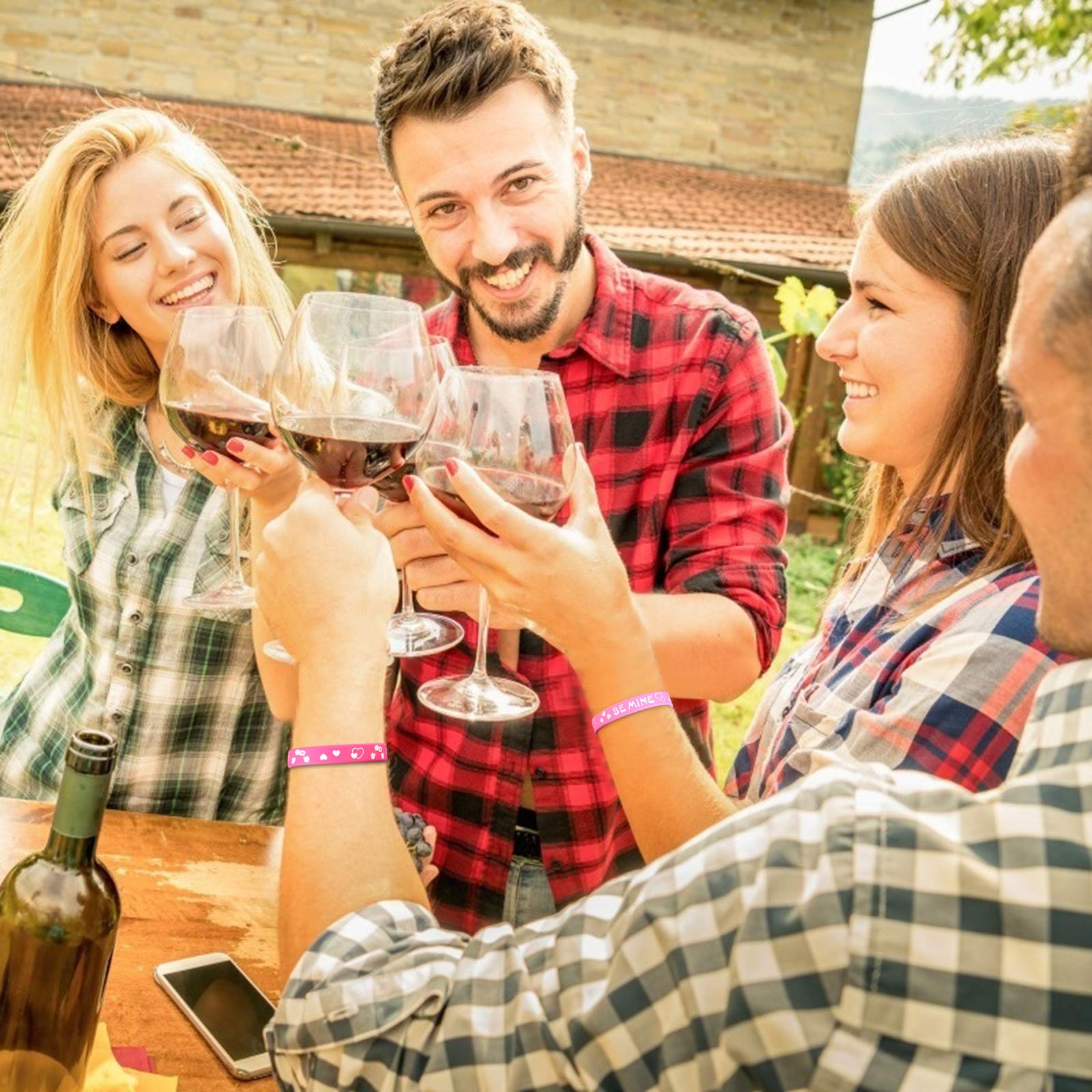 Matogle 36pcs Rubber Wristbands Rubber Band Bracelets for Valentine\'s Day Party Supplies Gift School Rewards Couples Adult Teenager Kids Pink Red White