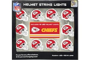 PARTY ANIMAL NFL LED Helmet String Lights with Adaptor Plug Included, Battery Operated Football Fairy Lights for Indoor Home Décor