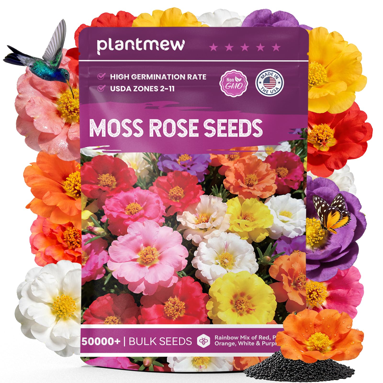 Moss Rose Seeds Bulk Pack - 50,000+ Non-GMO Heirloom Portulaca green | eBay