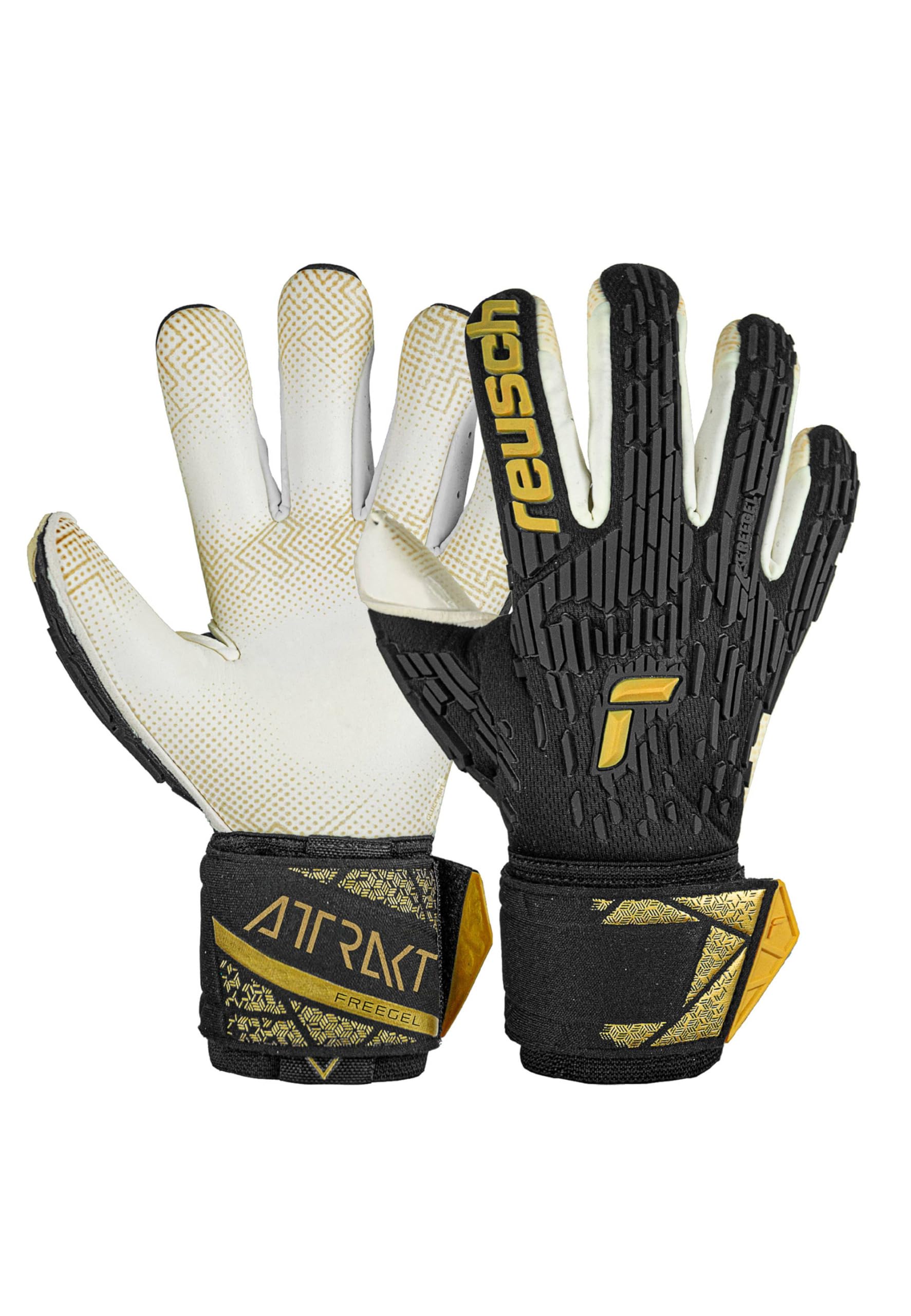 Reusch Attrakt Freegel Gold X GluePrint Finger Support Goalkeeper Gloves for Adults with Evolution Negative Cut and Finger Protection
