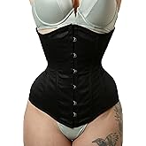 Women's Underbust Waist Trainer Corset Steel Boned Heavy Duty Twill Cotton Corset