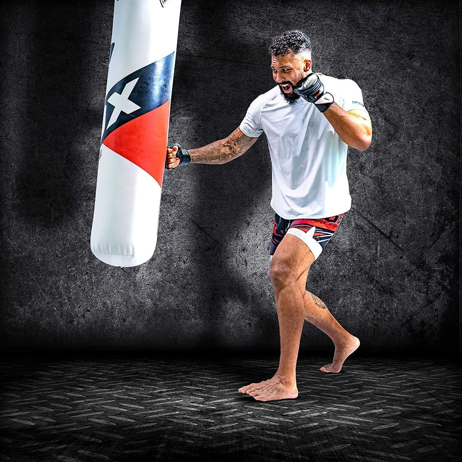 RDX Punching Bag UNFILLED Set Muay Thai Training Gloves with Punch Mitts Hanging Chain Ceiling Hook, Ideal for MMA, Kick Boxing, Martial Arts, 4PC Available in 4FT 5FT : Sports & Outdoors