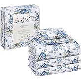 RUVANTI 100% Cotton Sheets – Split King Size Percale Bedding, Cooling & Breathable Floral Design, Durable with a Crisp, Soft & Comfortable Feel, 16" Deep Pocket, 5-Piece Set, Paislyona