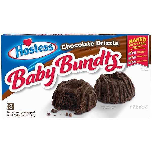 HOSTESS CHOCOLATE DRIZZLE BABY BUNDTS, 8 CAKES