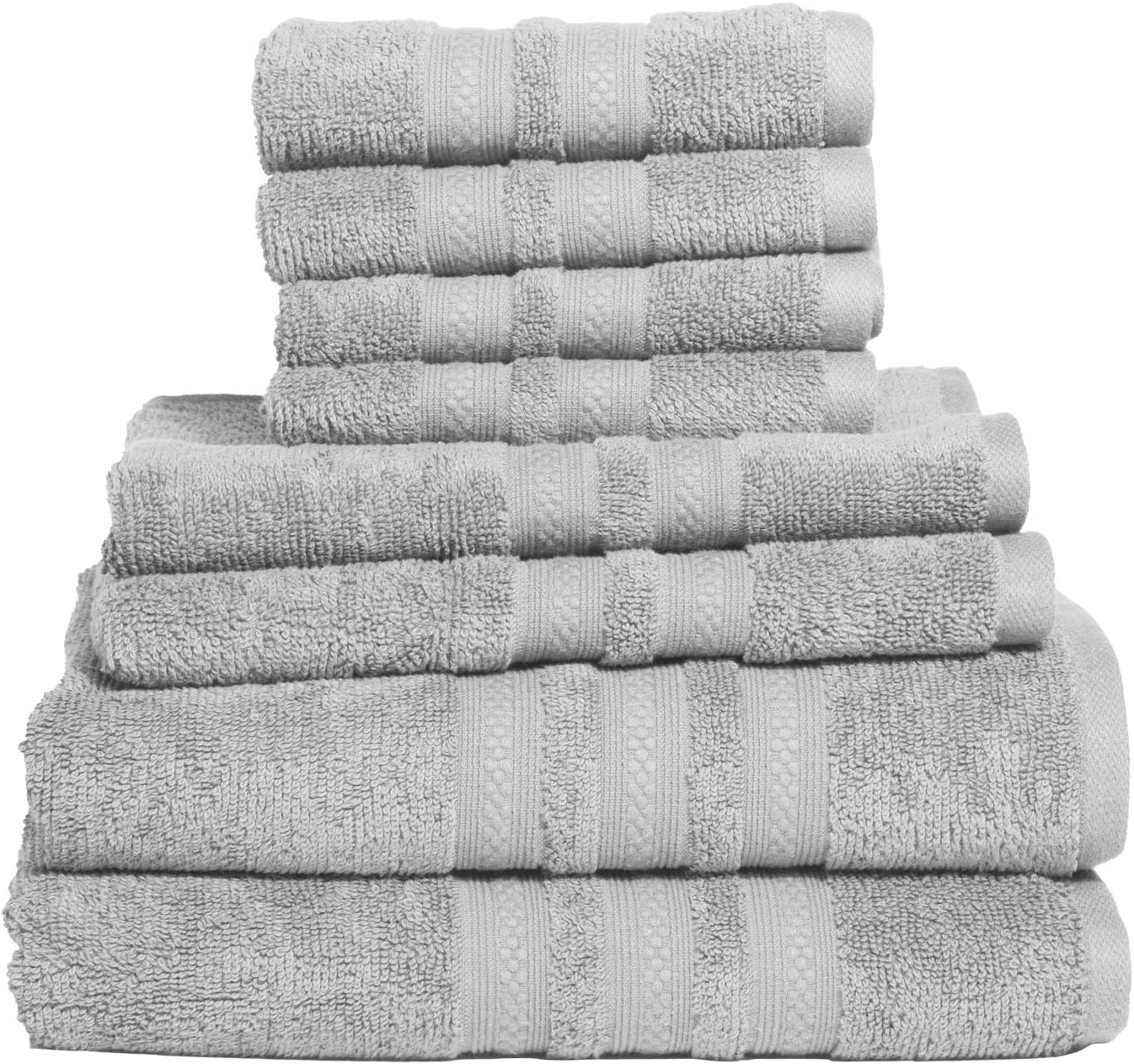 Luxury 8 Piece Bath Towel Set - Combed Cotton Hotel Quality Highly Absorbent Durable Towels | Hotel, Spa, Bathroom, Shower Towel | 2 Bath Towels | 2 Hand Towels | 4 Washcloths (8 Pc Set, Vapour): Home & Kitchen