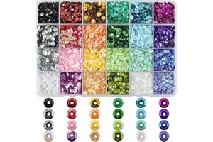 SHRJ 6mm Loose Cup Sequins, 24 Colors Bulk Rainbow Round Sequin Iridescent Embroidery Sequins for DIY Craft Sewing Nail Festival Costume Decoration, 12000pcs