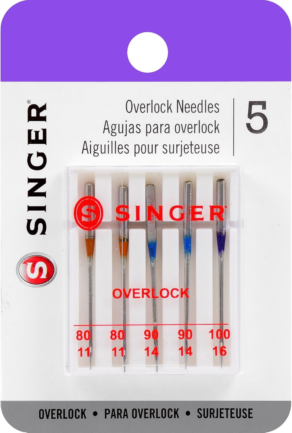 Singer Universal régulière Point Overlock Needles5/Pkg Amazon.fr