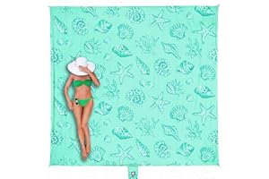 WEKAPO Beach Blanket Waterproof Sandproof Oversized, Extra Large Beach Mat Sand Free, Lightweight & Compact Sand Free Mat with 6 Stakes & 4 Corner Pockets