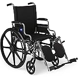 Medline - MDS806550E Lightweight & User-Friendly Wheelchair With Flip-Back, Desk-Length Arms & Elevating Leg Rests for Extra 