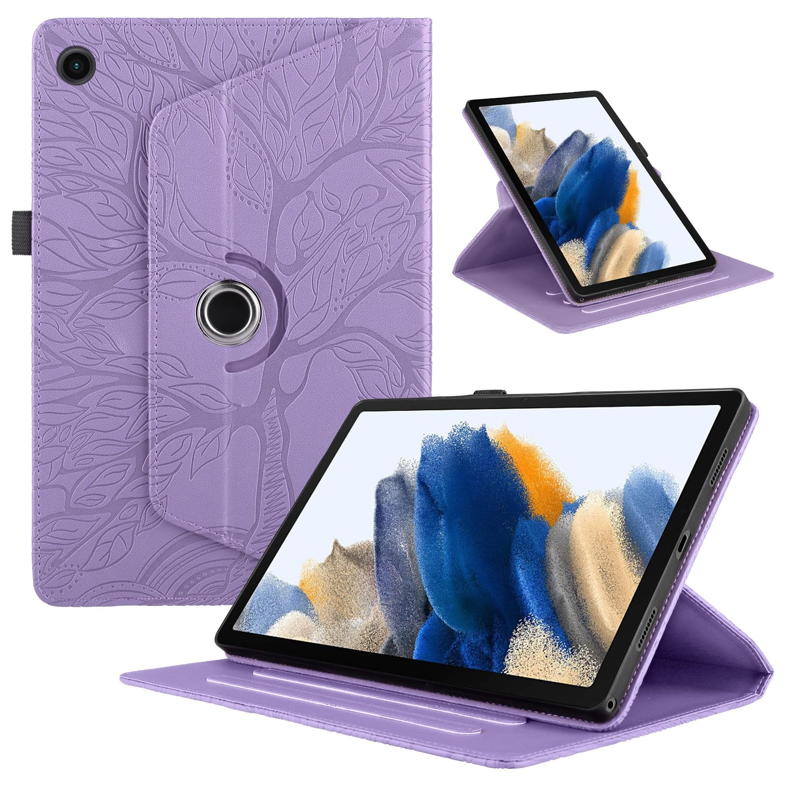 Case for Lenovo Tab M10 Plus 3rd Gen 10.6 Tablet |3D Embossed Leaf Vein| Shockproof 360 Degree Swiveling Stand Cover for Lenovo Tab M10 Plus 3rd Gen 2022 (TB-125FU/TB-128FU/TB-128XU) Purple