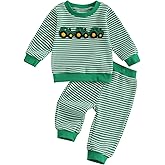 fhutpw Baby Toddler Boy Girl Fall Winter Clothes Embroidery Stripe Pullover Pants Sets Infant Long Sleeve Sweatshirt Outfits