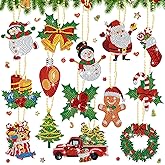Equsion 14 Pcs Christmas Diamond Art Ornaments Christmas Diamond Painting Keychains Kits Double Sided Hanging Art Key Ring Painting Ornaments 5d DIY Craft Gifts Family Home Decor Rhinestone Pendant