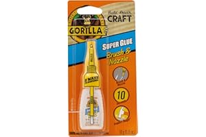 Gorilla Glue Super Glue Brush & Nozzle, Cyanoacrylate Glue, Fine Bristle Brush, Precision Tip Nozzle, Dual Dispensing, Clear,