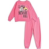 Disney Junior Girls Fleece Pullover Sweatshirt and Jogger Pants Outfit Set Toddler to Big Kid Sizes (2T - 14-16)