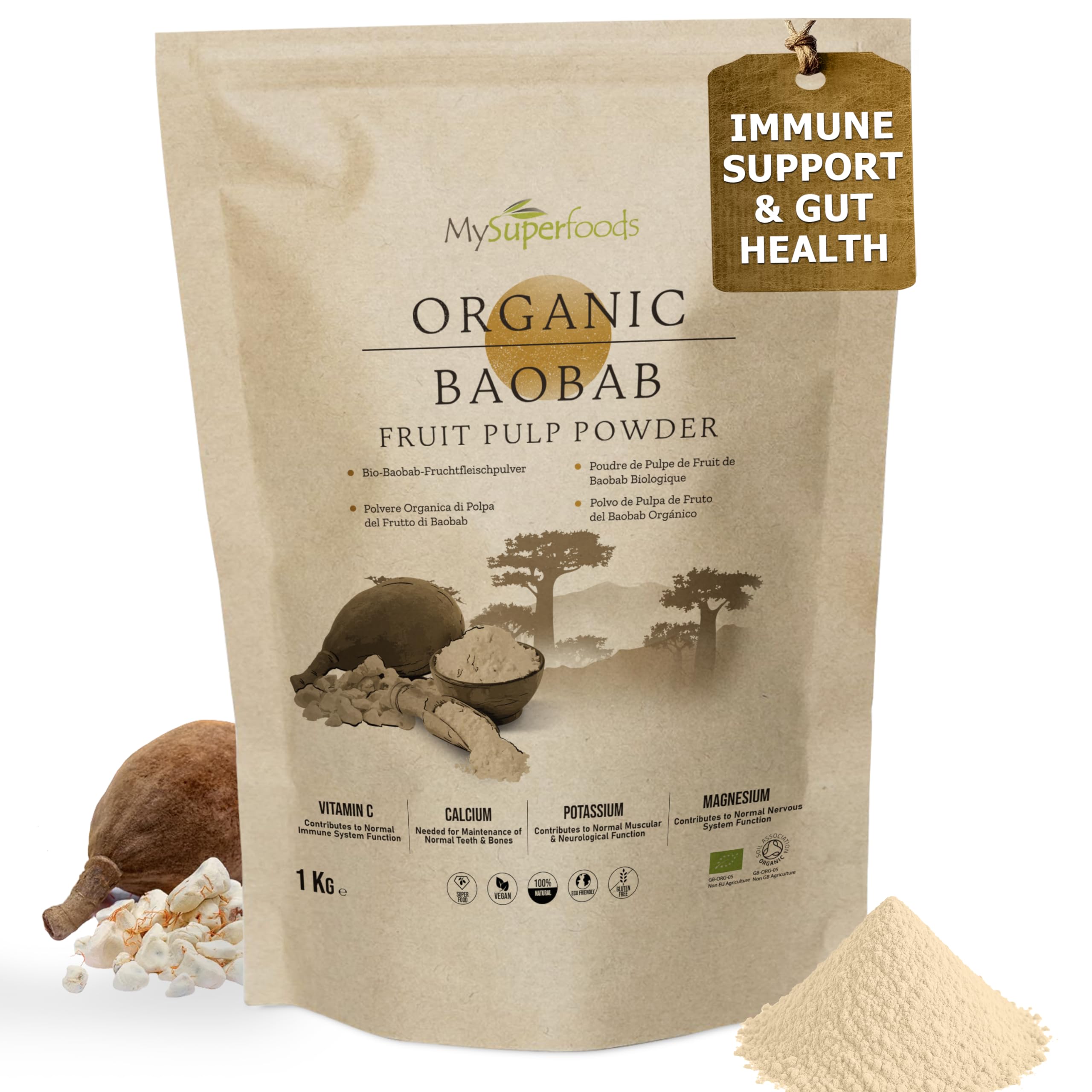 MySuperfoods Organic Baobab Powder 1Kg | Immune Support | Gut Health & Blood Sugar Control