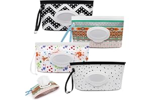 DOMMARE Baby Wipes Dispenser, Refillable Portable Wipe Case Lightweight Travel Wet Wipes Holder Waterproof Wipe Container with Sealed Zipper to Keep Wipes Moist (4pack)