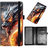GYSYZJDH Checkbook Cover for Men & Women, Slim PU Leather Checkbook Holder Wallet with RFID Blocking, Stylish and Durable, Fiery Dragon