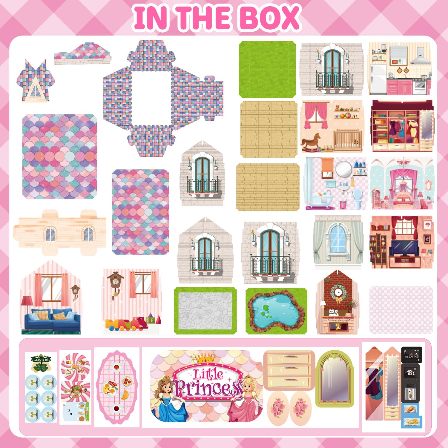 15 Rooms Doll House for Kid, 374Pcs Play Castle Furniture Playsets for Girls, Birthday Gifts for 3 4 5 6 7 8 9 10 11 12 Years Old Kids Toddlers