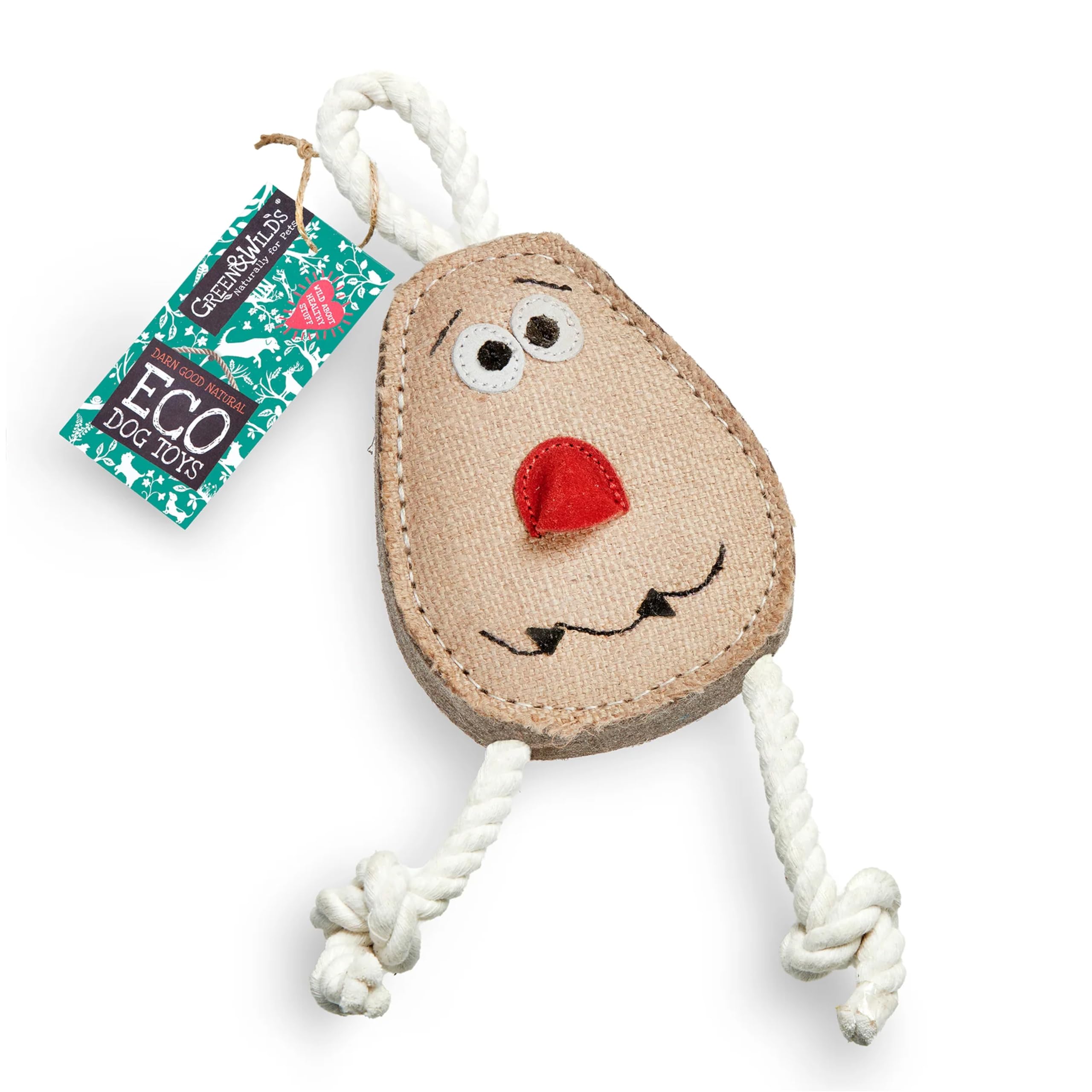 Green & Wilds Eco-Friendly Natural Dog Toy - Spud Nik - Suede & Jute Sustainable Chew Toy
