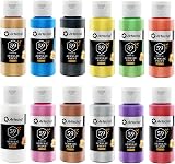 Artecho Metallic Acrylic Paint Set 12 Colors 2 oz 59 ml for Various Surfaces