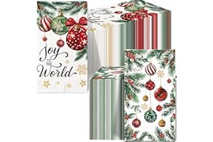 QIYANPAX 100 Pcs Christmas Napkins, Christmas Ornament Pine Cone Napkins for Dinner Cocktail Party Decorations, Xmas Guest Towels for Bathroom Kitchen