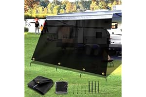 Gopper RV Awning Shade Screen with Zipper, 9'x15'3", Black, 230GSM 8.2oz, 600D Mesh Blocks 88% Sunlight, Improves Shade & Privacy