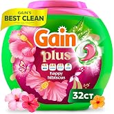 Gain Super Flings Laundry Detergent Pacs, 32 Count, Hibiscus Hula Scent, Irresistibly Clean and Fresh Washing Detergent Laundry Soap Pacs