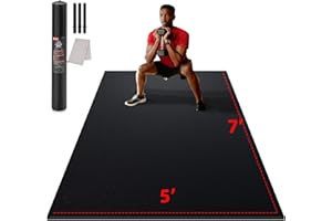 GymCope Large Exercise Mat for Home Workout,12‘x6’/10'x6'/9'x6'/8'x6'/7'x5'/6'x4' (7mm) Extra Thick Workout Mat, High-Density Gym Mat for Cardio, Jump Rope, MMA, Weights (Shoe-Friendly)