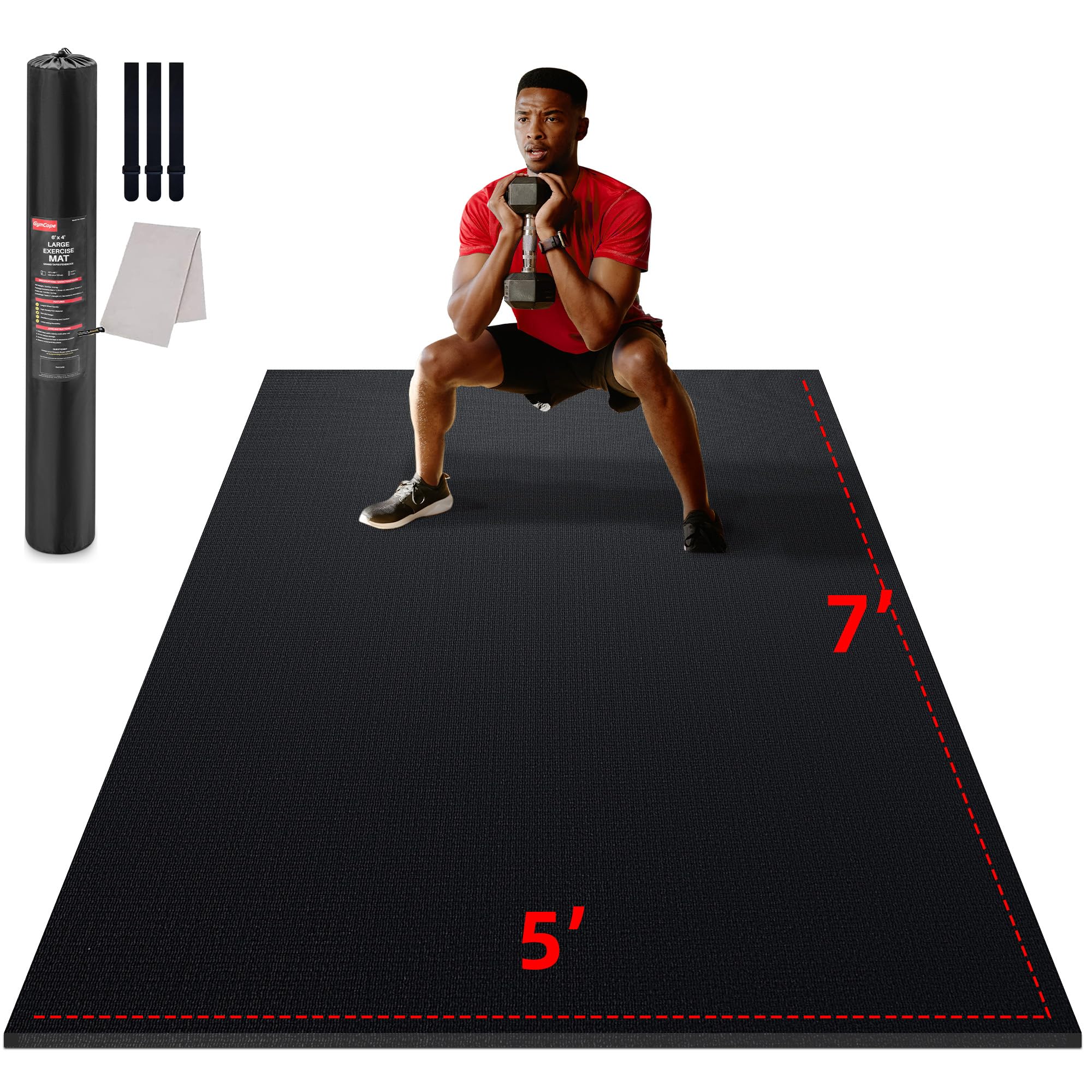Photo 1 of ***INCOMPLETE - MAT ONLY - NO ACCESSORIES***
GymCope Large Exercise Mat for Home Workout, 5'x7' (7mm) Extra Thick Workout Mat, High-Density Gym Mat for Cardio, Jump Rope, MMA, Weights (Shoe-Friendly)