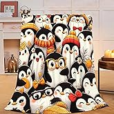 Funny Penguin Blanket Soft Warm Cute Kawaii Penguin Plush Throw Blanket Cozy Flannel Fuzzy Fleece Bedding Stuff Animal Decor Blanket Gifts for Lover Girls Boys Kids Teens Adults Women 40"x50"