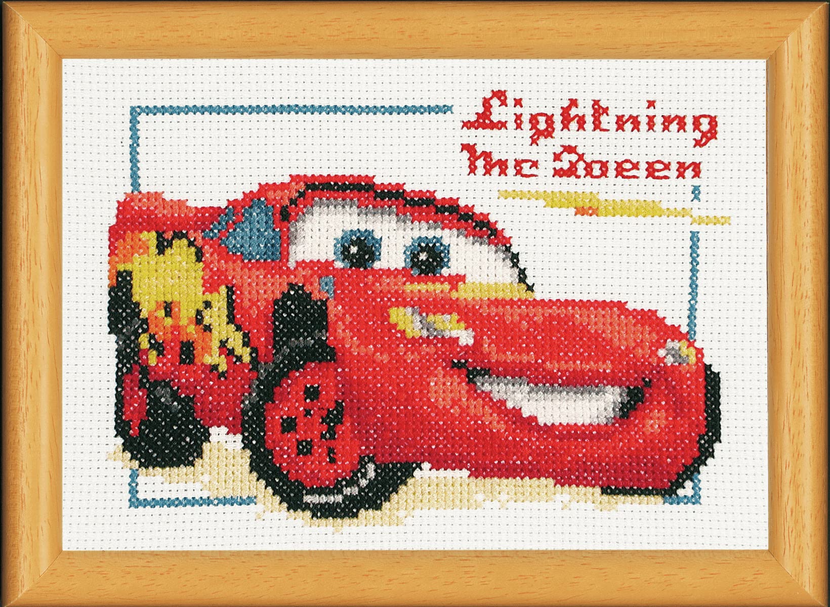 Vervaco Counted Cross Stitch: Lightning McQueen, Acrylic, Multi-Colour, 9 x 1 x 7 cm