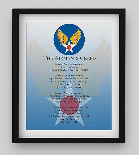 Amazon Com The Airman S Creed 1 Wall Art 8 X 10 Wall Prints Ready To Frame Us Air Force American Airman Warrior Wingman Poster Print Home Decor Office Decor Military Decor Display Your Honor