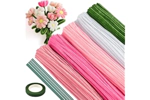 ASTARON 521 Pcs Pipe Cleaners Craft Set, 5 Colors Pipe Cleaners Bulk Pastel Chenille Stems for Craft Pipe Cleaner Flowers Mak