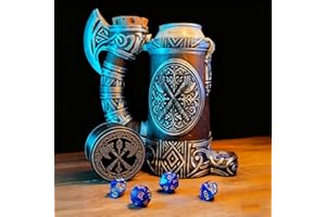 TCGADVN DND Mug Dice Tower Set, DnD Dice Cup with Storage, 12/16 Oz Beverage Holder, DND Accessories for Players, Best Gift for RPG Game lover (Viking Forged)
