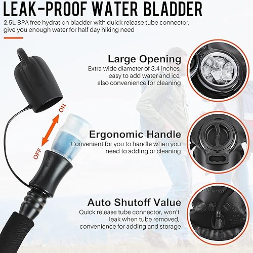 SharkMouth Hiking Hydration Backpack with Bladder Insulated