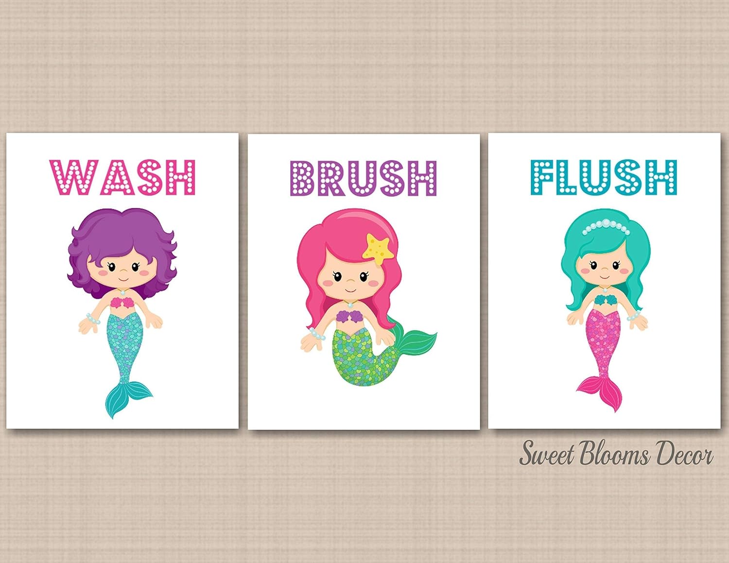 Amazon.com: Mermaid Bathroom Wall Art,Mermaid Bathroom Décor,Under the