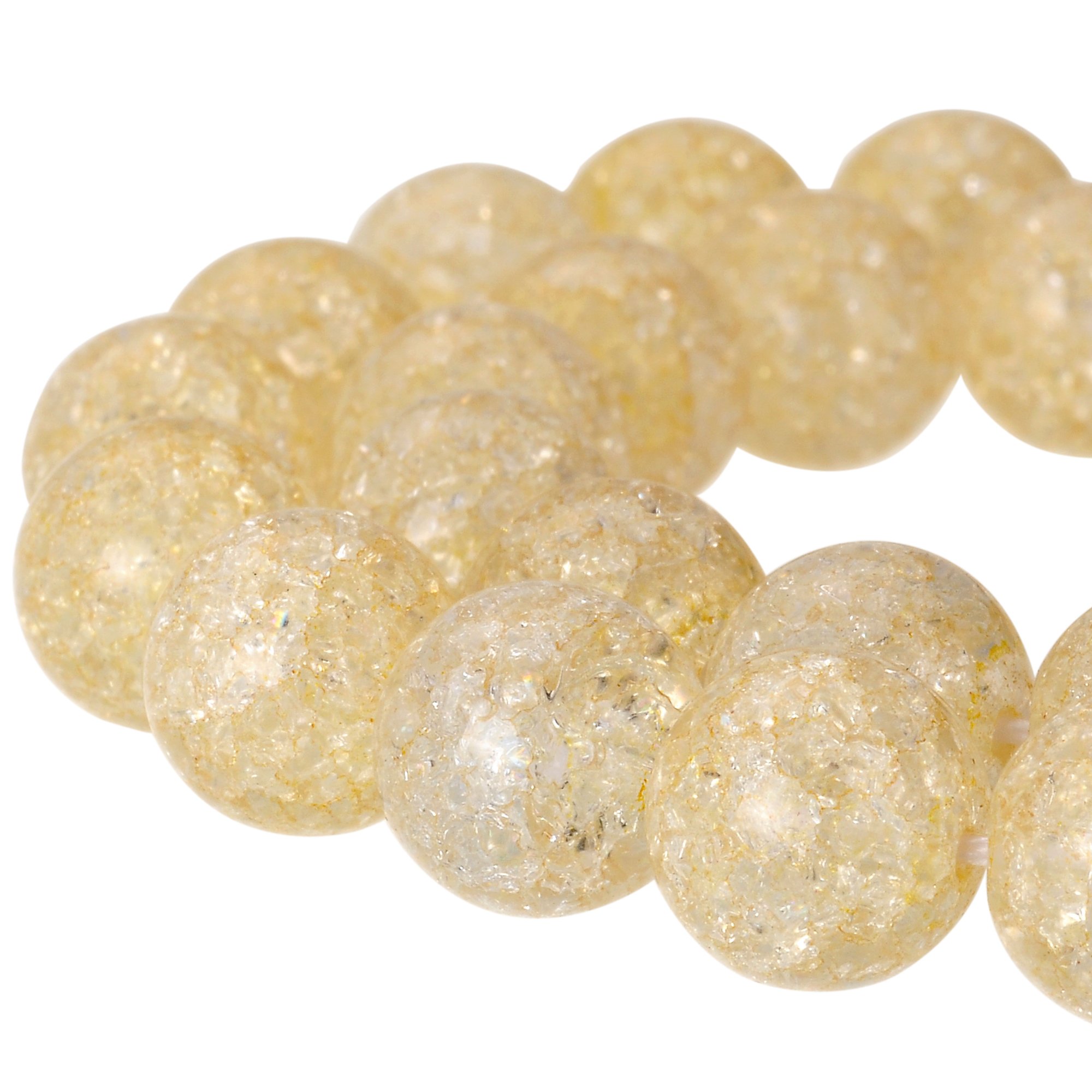 RUBYCA Round Crackle Druk Czech Crystal Pressed Glass Beads for Jewellery Making 8mm Strand (Yellow)