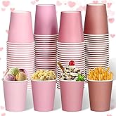 qonimi 100 Pcs Disposable Paper Cups Gradient Pink Party Cups 8oz Coffee Water Juice Tea Drinking Cups for Holiday Wedding Birthday Bride Baby Shower Party Supplies, 4 Colors